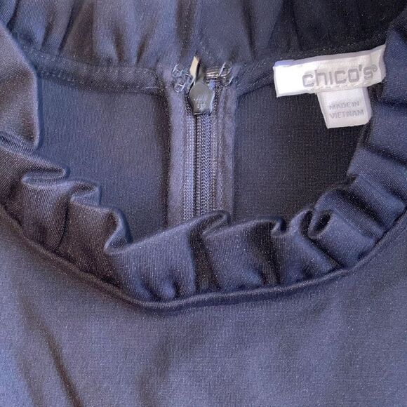 Chicos NWT $159 Midi Dress Tiered Ponte Solid Black All Occasions/ Seasons Sz 12 - Picture 7 of 13